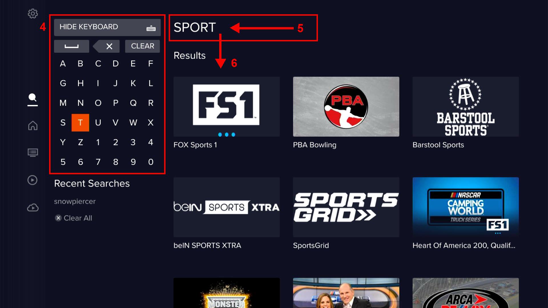 guide search menu