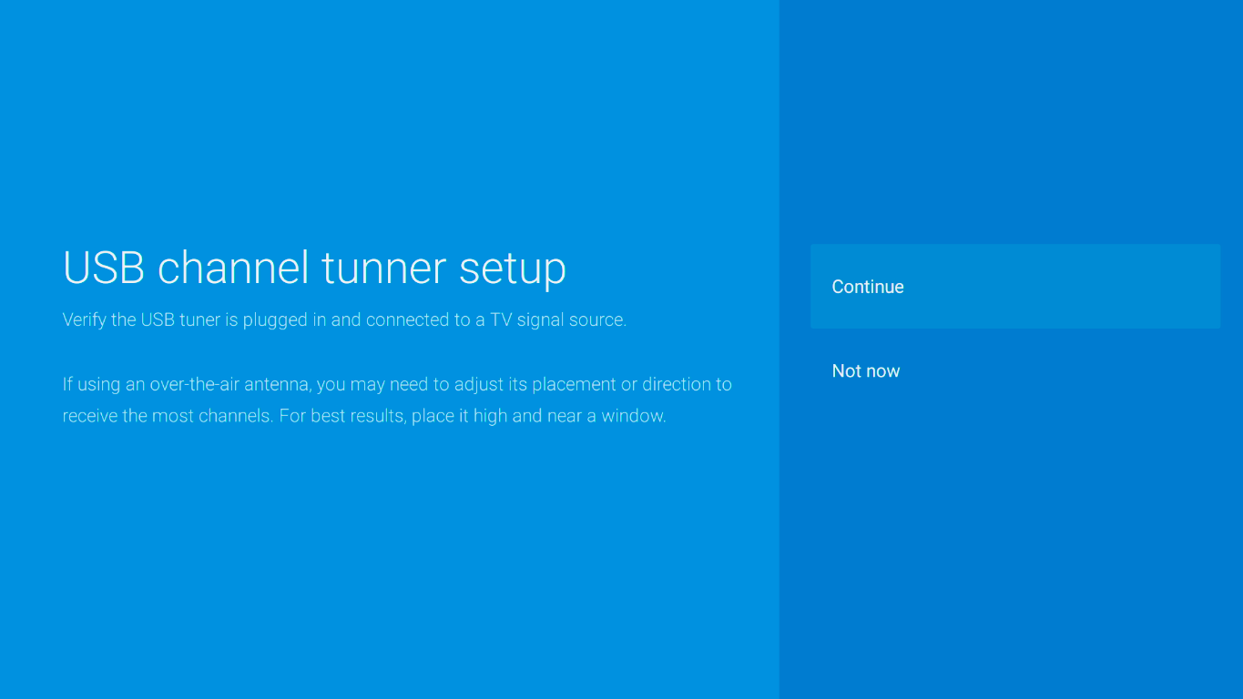 channel scan setup screen