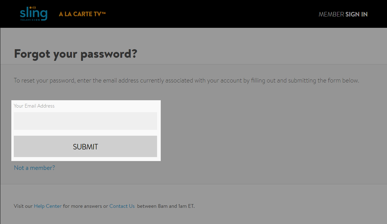 Forgot Password Sling Tv Help