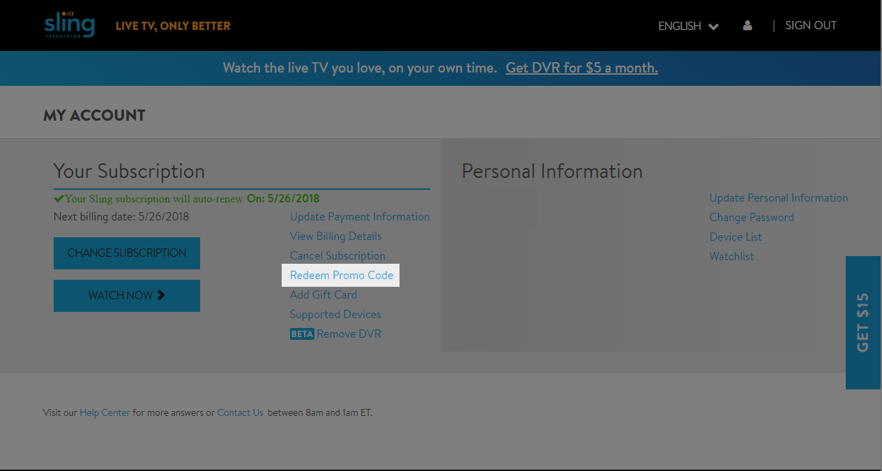 Redeem a SLING TV Promo Code SLING TV Help