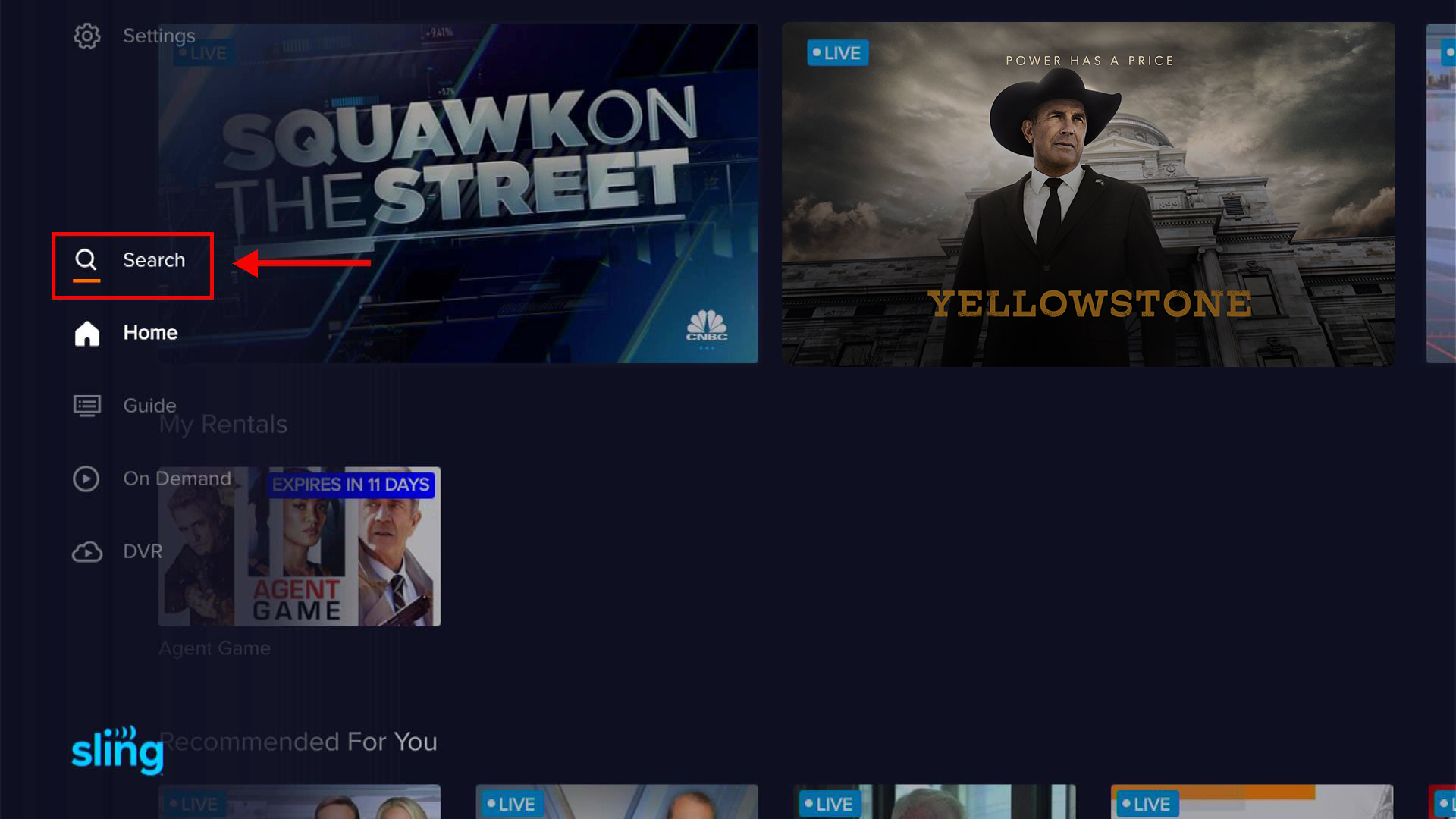 guide search menu
