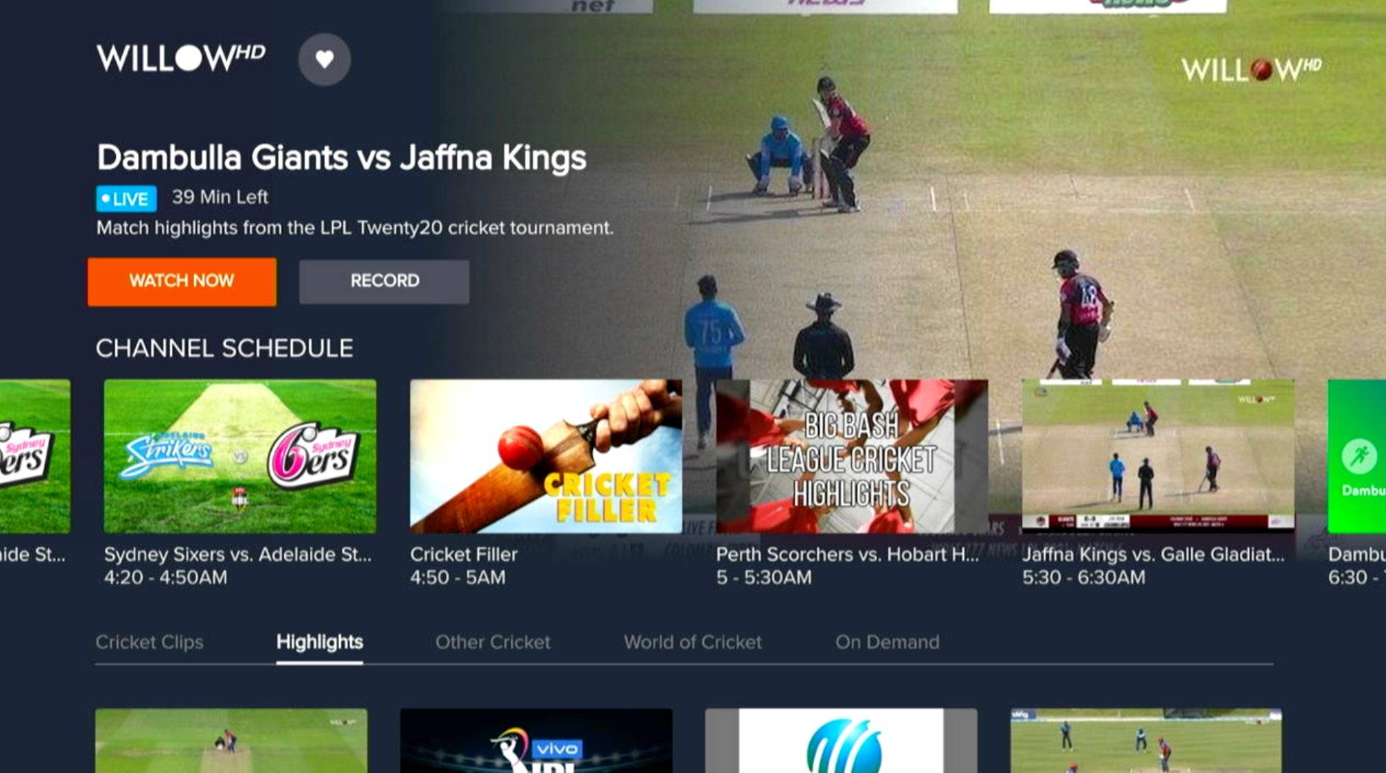 cricket streaming highlights video