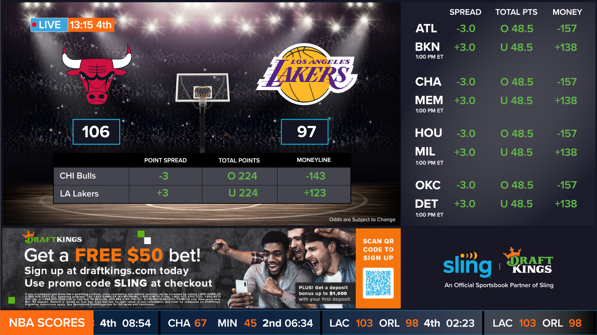 DraftKings is Now on Sling Here s How to Wager and More