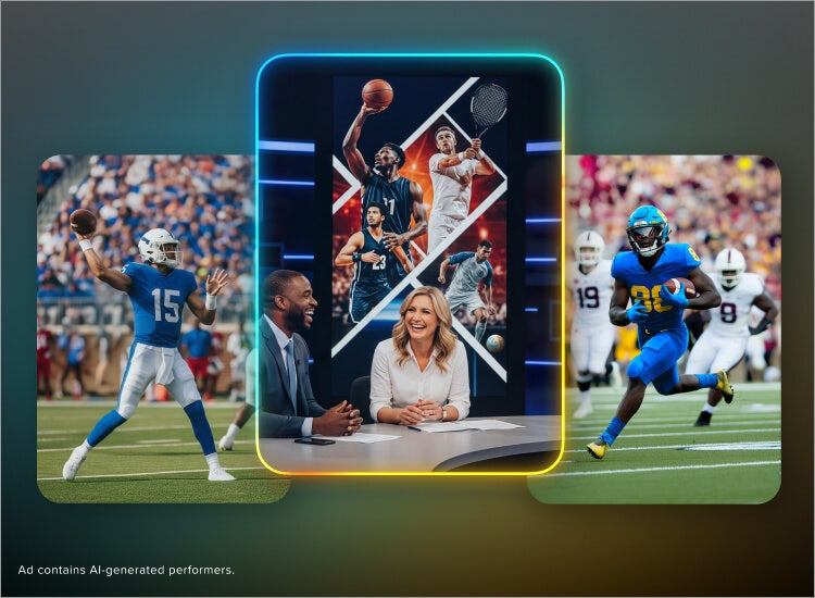 A collage of sports images to promote Sling Essentials.