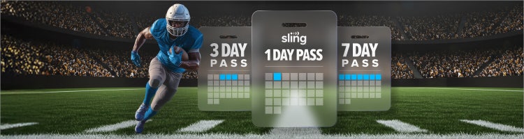 Art for 1, 3, & 7 Day Passes by Sling with an image of a football player.