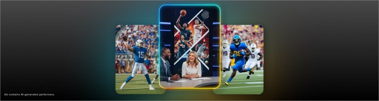 A collage of sports images to promote Sling Essentials.