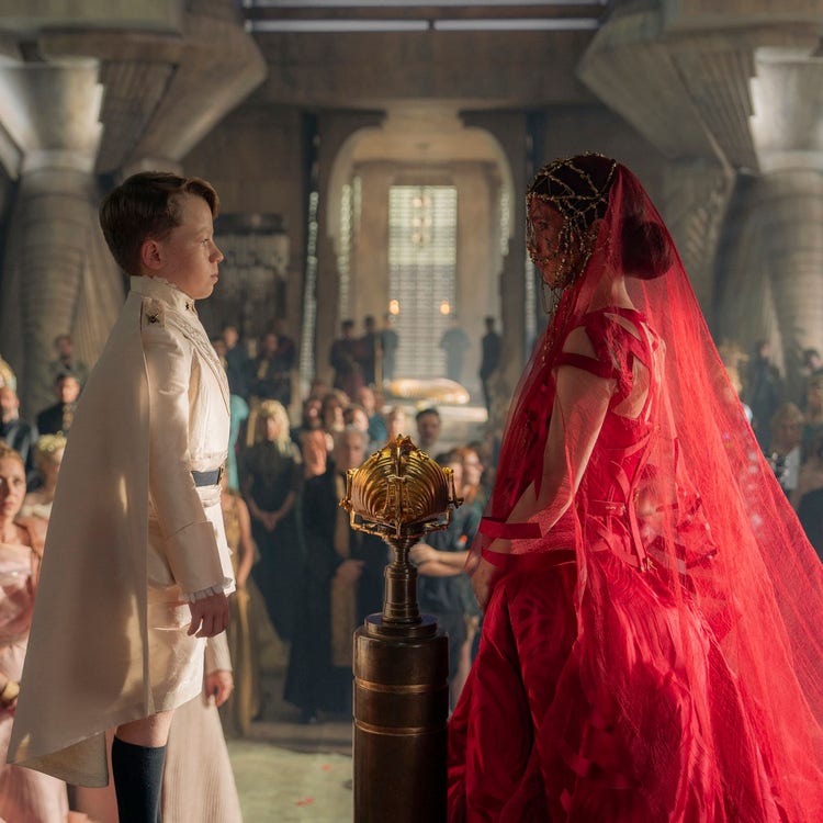 Charlie Hudson and Sarah-Sofie Boussnina in a scene from 'Dune: Prophecy' on HBO and Max.