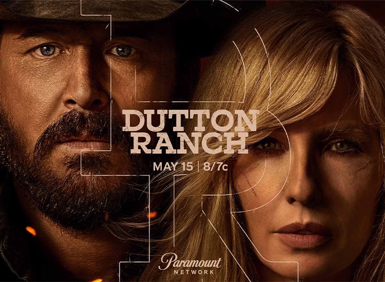 Kelly Reilly and Cole Hauser in the key art for 'Dutton Ranch' on Paramount Network.