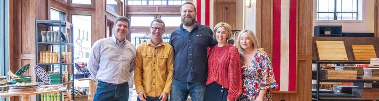 An image from Home Town: Inn This Together on HGTV featuring renovators Ben & Erin Napier.