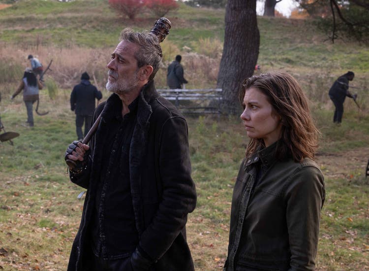 Negan (Jeffrey Dean Morgan) and Maggie (Lauren Cohan) in a scene from 'The Walking Dead: Dead City' season 3 on AMC.