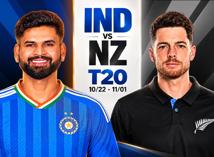 Key art for India vs. New Zealand T20 on Willow Cricket.