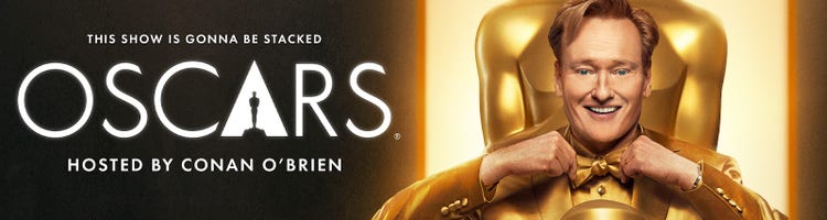 Key art for the 2026 Oscars hosted by Conan O'Brien