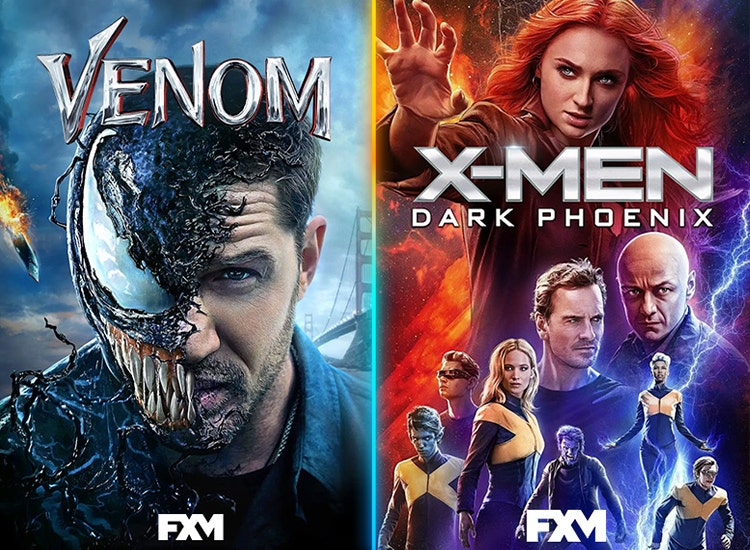 Key art for 'Venom' and Dark Phoenix'.
