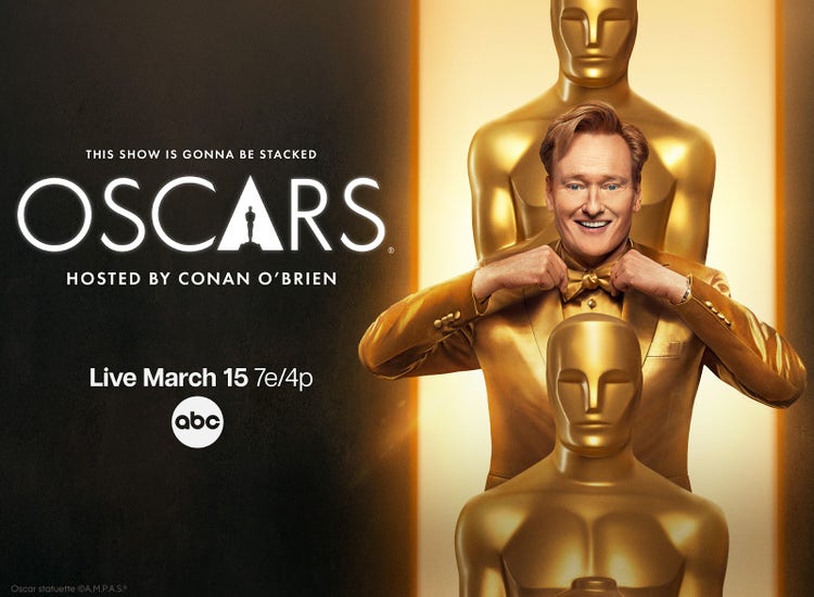 Key art for the 2026 Oscars hosted by Conan O'Brien