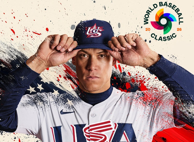 Key art for the 2026 World Baseball Classic on Fox sports featuring Aaron Judge.
