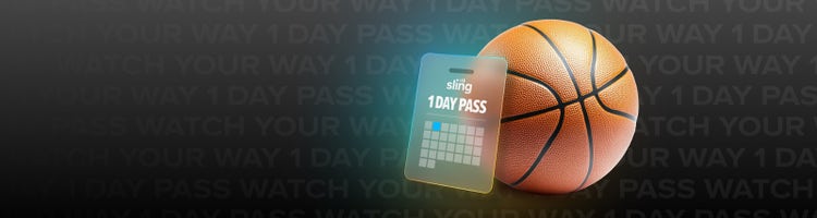 Key art for NCAA Men's basketball with Sling Passes information.