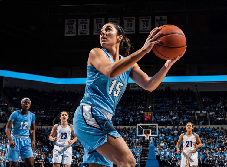 An image of a woman playing basketball.