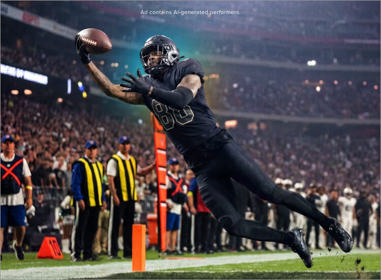 An image of a football player diving for a catch to promote college football with Sling TV.