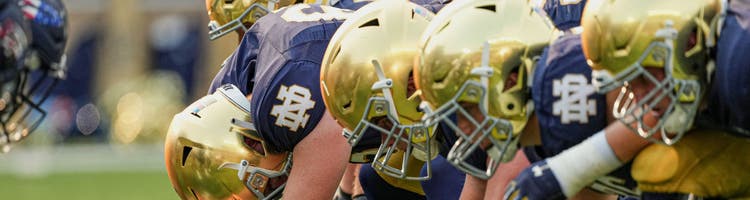 An image of Notre Dame football players to promote Notre Dame football on NBC.