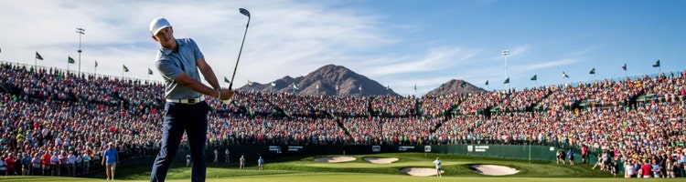 An image of a golfer and a crowd to promote golf on Sling.