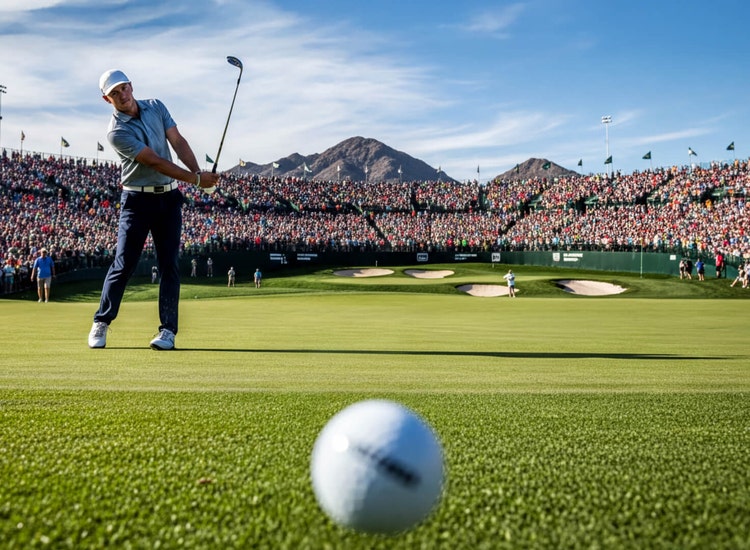 An image of a golfer and a crowd to promote golf on Sling.