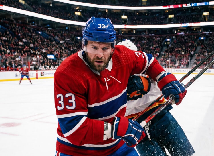 An image of a hockey player to promote the Stanley Cup Playoffs on Sling.