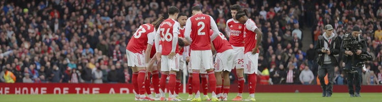 Arsenal football players on the pitch to promote Premier League Soccer on USA Network.