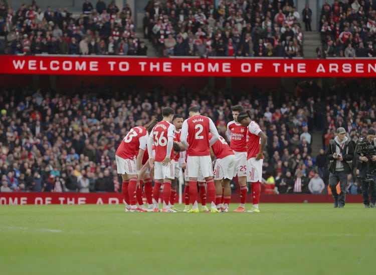 Arsenal football players on the pitch to promote Premier League Soccer on USA Network.